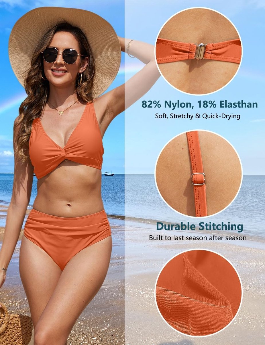 Bikini dames set push-up hoge taille tweedelig badpak buikweg sexy bikini voor dames V-hals triangel bikini bovendeel crossover twist front badmode wikkellook gevoerd badpak