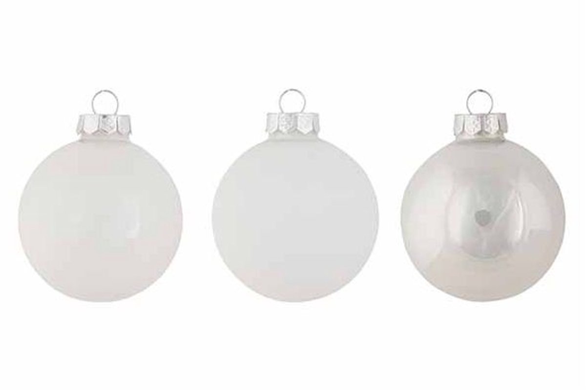 Kerstbal Set24 Shiny Matt Opal Wit D6cm Glas
