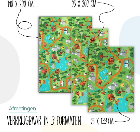 Carpet Studio Hiking Speelkleed - Speelmat 140x200cm - Vloerkleed Kinderkamer - Anti-slip Speeltapijt - Verkeerskleed - Groen van Carpet Studio — afbeelding 2
