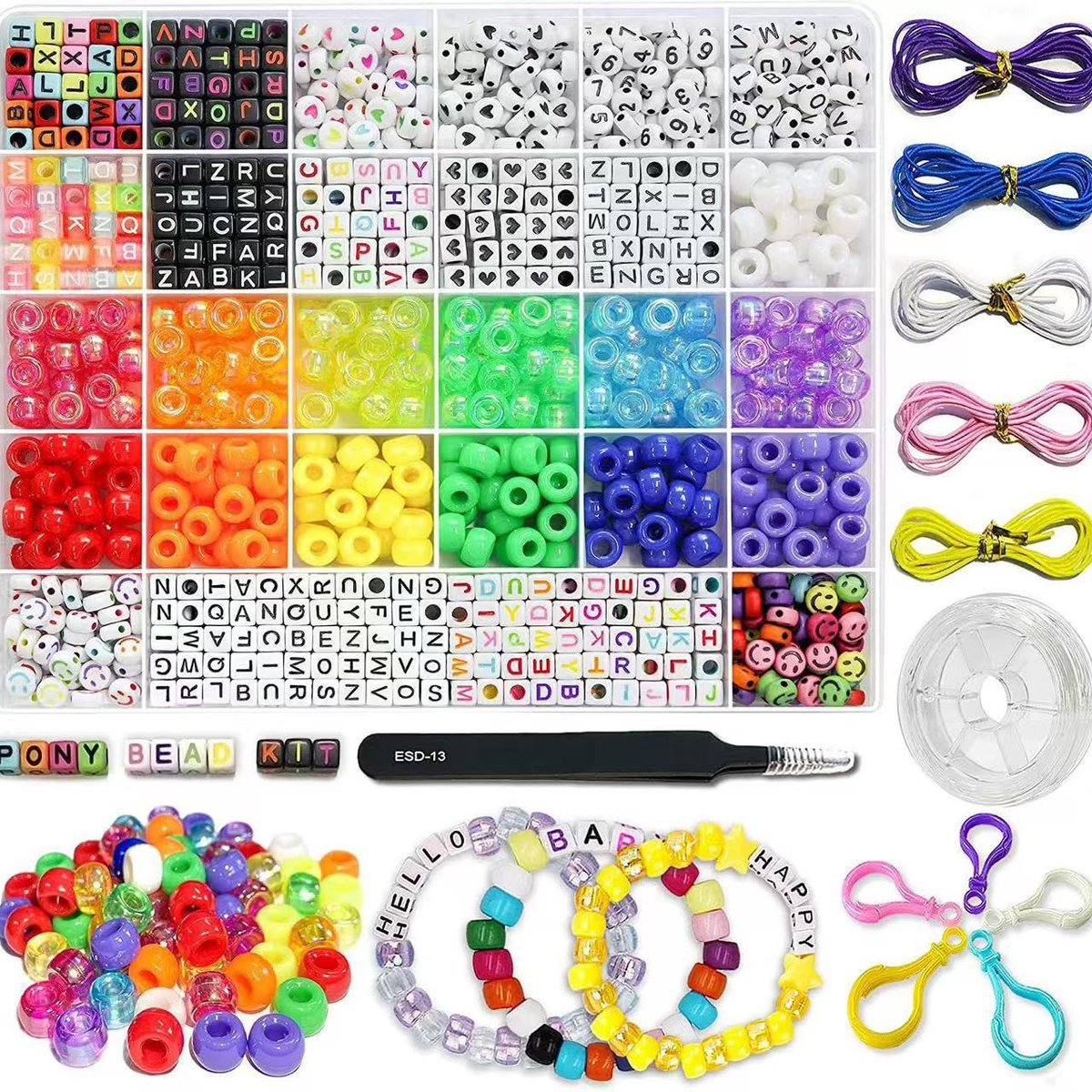 Kralen Set voor Kinderen - 1300 Delige - Letterkralen - Handgemaakte sieraden - DIY - Vriendschapsarmband - Letters en Kleurrijke Bedels - Gebruik voor Halskettingen en Sieraden - Knutselpakket - Creatief en Educatief
