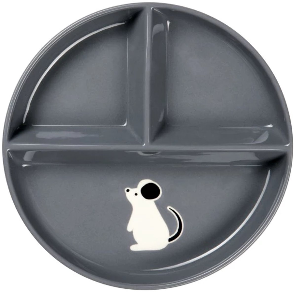 Asa Buddies bord D18cm met drie vakken muis grijs
