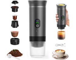 Draagbaar Koffiezetapparaat - Mini Espresso Machine - Koffie Maken Onderweg - 3-in-1 Systeem - 90 ml Capaciteit - Grijs