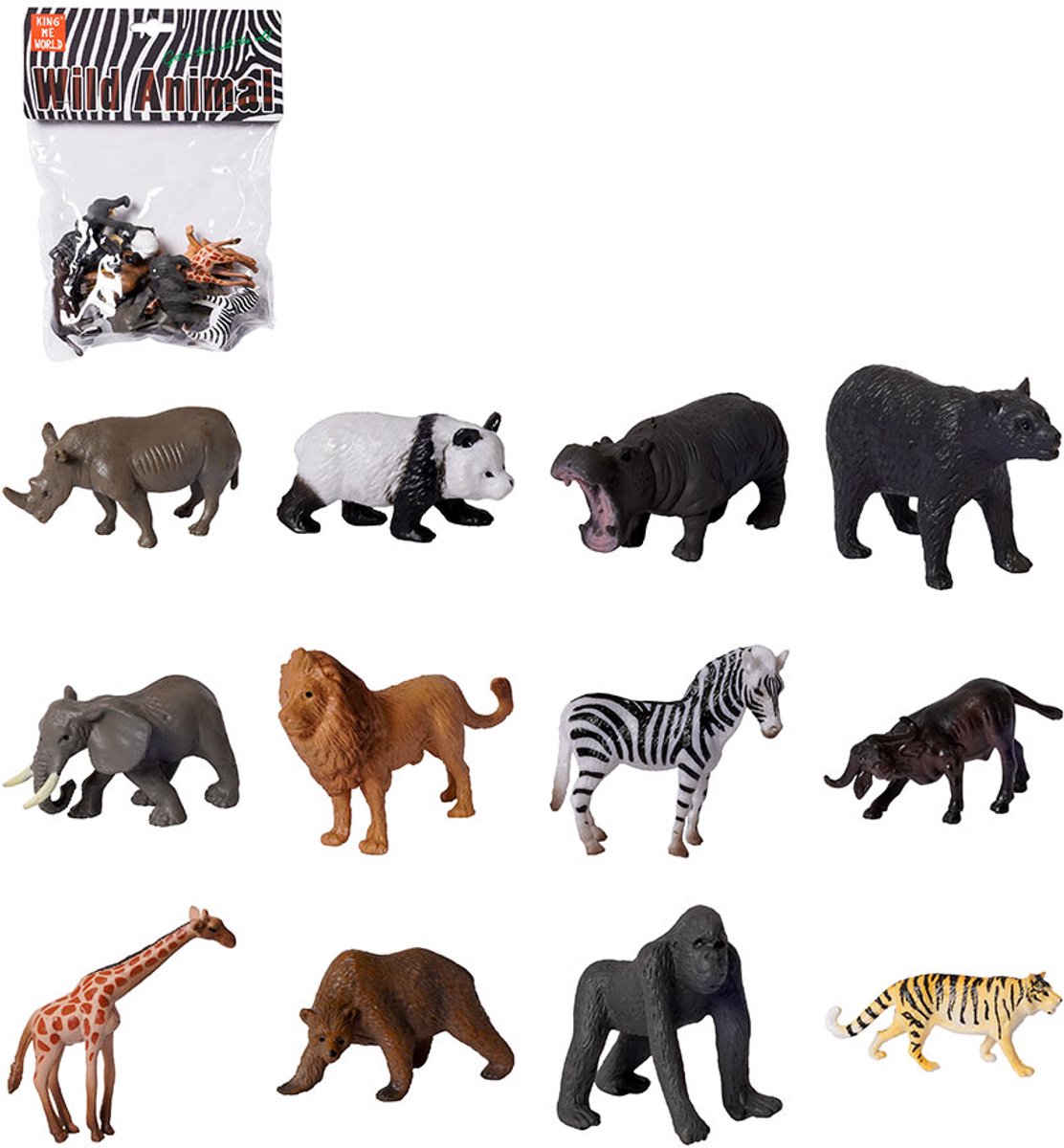 PIA Soft Toys - Speelfiguren - Wilde dieren in zak 12 ass. 5-10 cm