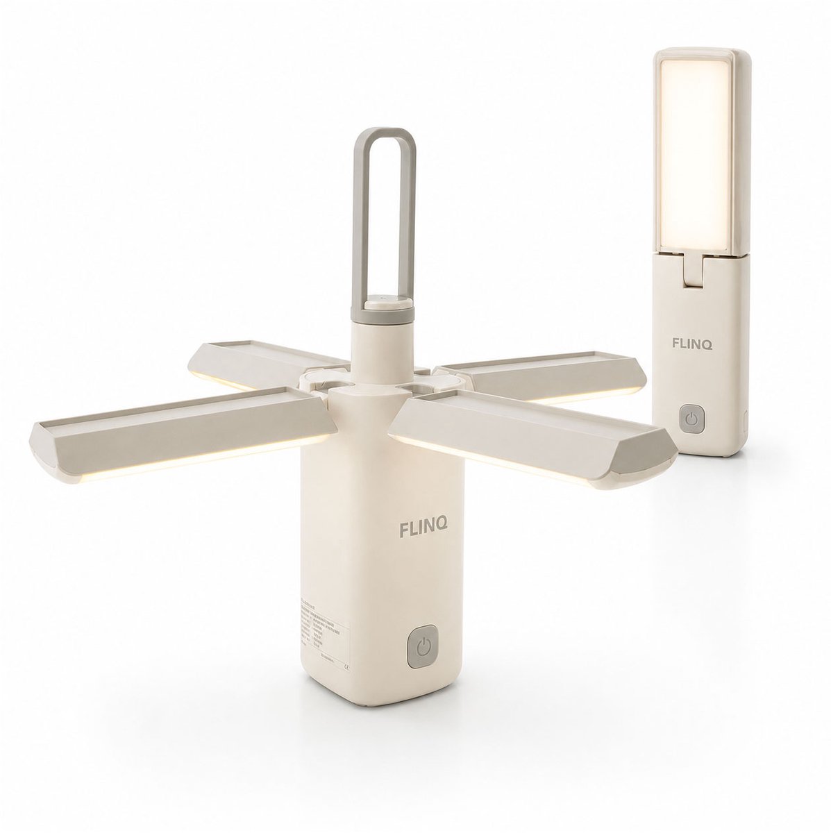 FlinQ Oplaadbare Tafellamp/Zaklamp - 6 verlichtingsmod met SOS - 360° verlichting - 4 verstelbare lichtpanelen - Kampeerlamp - Tentlamp - Campinglamp - Powerbankfunctie - - Oplaadbare LED Zaklamp - Handig voor in noodpakket