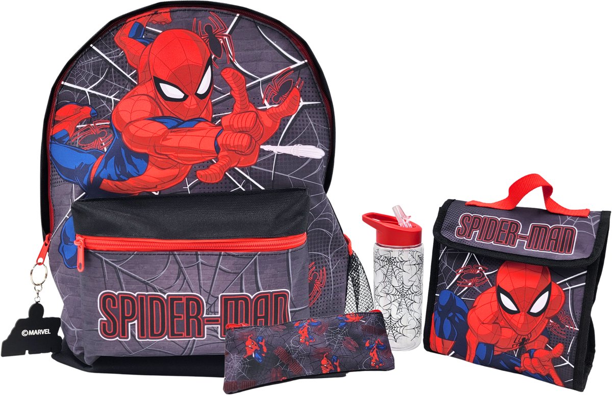 Marvel Spider-Man 5-delige Schoolset voor Jongens met Rugzak, Lunchtas, Drinkfles en Etui