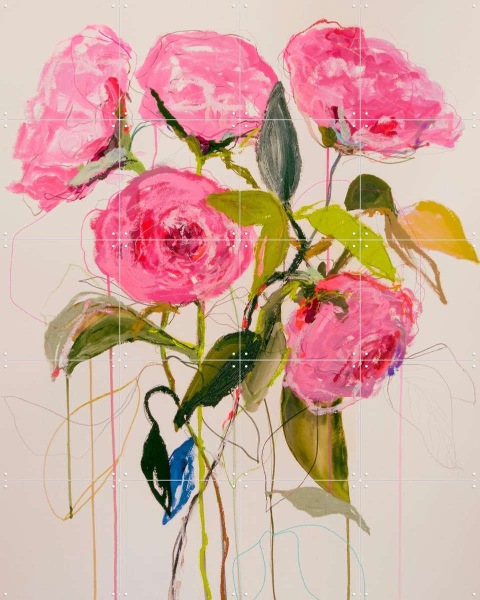 IXXI Rose Magenta, Leigh Viner - 80 x 100 cm - Gratis ophangtool - Grote wanddecoratie en posters - Schilderijen, Kwaststreken, Slaapkamer, Eetkamer