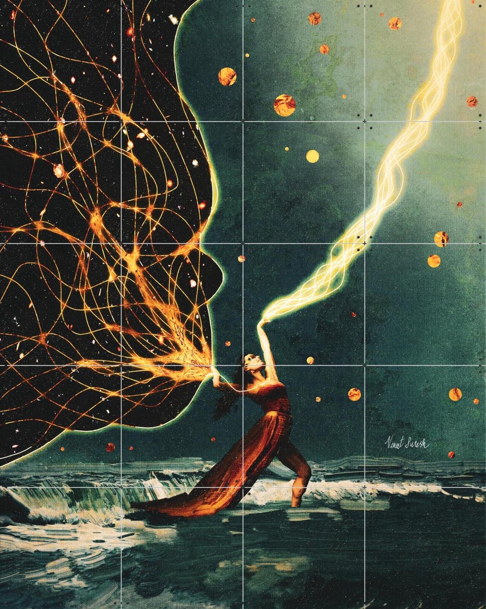 IXXI Lightening In Space, Vineet Suresh - 80 x 100 cm - Gratis ophangtool - Grote wanddecoratie en posters - Surrealisme, Modern, Kleurrijk, Abstract