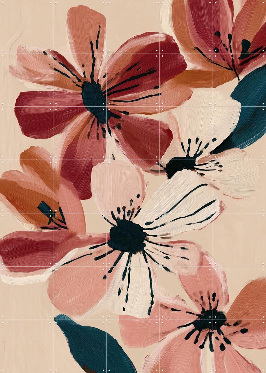 IXXI Blush and Wine Blossoms 3, Branka Kodžoman - 100 x 140 cm - Gratis ophangtool - Grote wanddecoratie en posters - Kwaststreken, Schilderijen