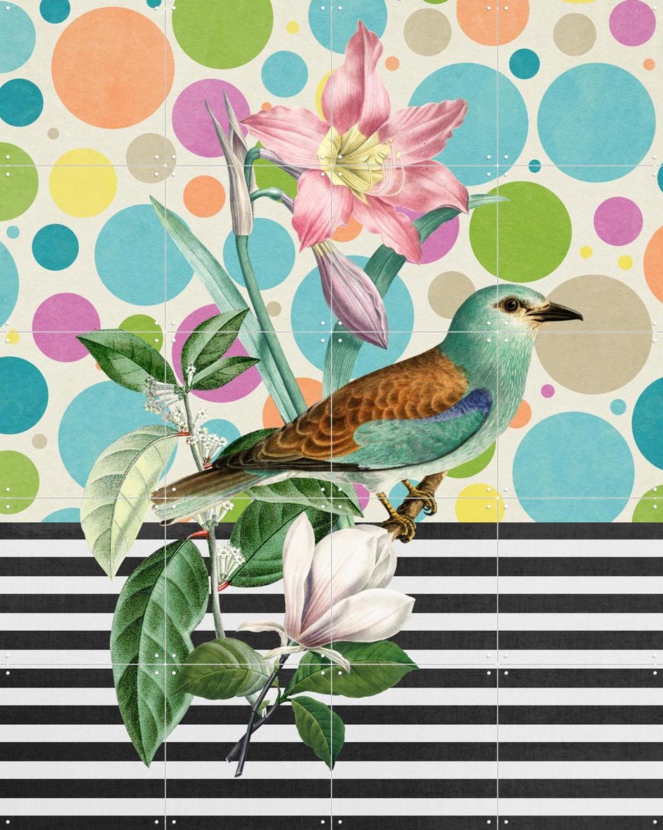 IXXI Sweet Spring Bird, Marja van den Hurk - 80 x 100 cm - Gratis ophangtool - Grote wanddecoratie en posters - Digitale Kunst, Gemengde Technieken