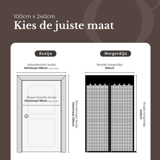O'DADDY® Deurgordijn Deluxe FIBER - Magnetisch Vliegengordijn - Voor Nieuwbouw en Standaard Deuren - Eenvoudige Installatie - Deurhor Zwart - 100x240 cm