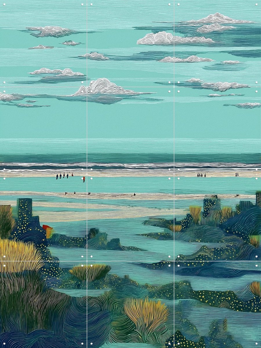 IXXI Strand 2, Artclaud - 60 x 80 cm - Gratis ophangtool - Grote wanddecoratie en posters - Fantasierijk, Modern, Geometrische Kunst, Digitale Kunst