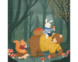 IXXI Autumn Forest, Studio Phie - 120 x 120 cm - Gratis ophangtool - Grote wanddecoratie en posters - Fantasierijk, Illustraties, Cartoonesk, Speels