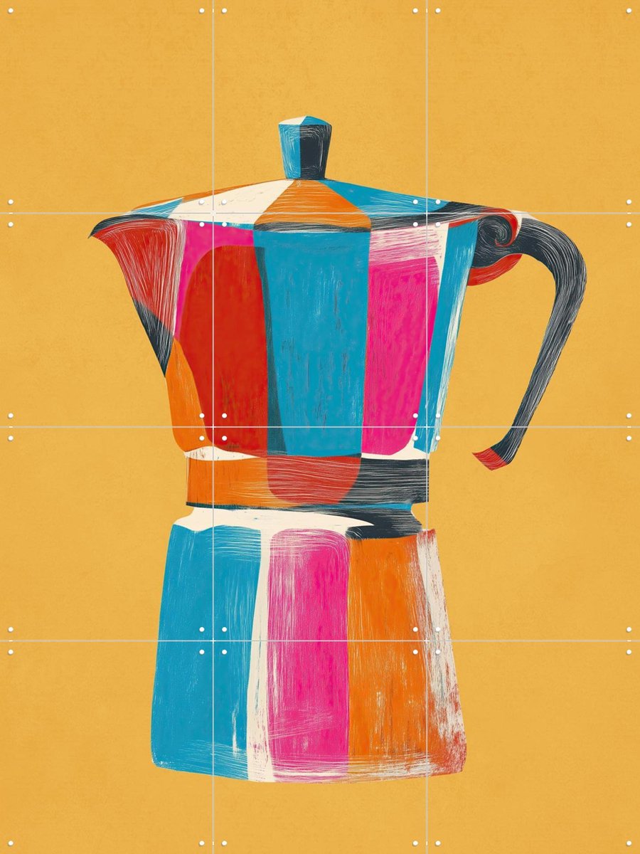 IXXI Color Block Moka, Branka Kodžoman - 60 x 80 cm - Gratis ophangtool - Grote wanddecoratie en posters - Kwaststreken, Abstract, Kleurrijk