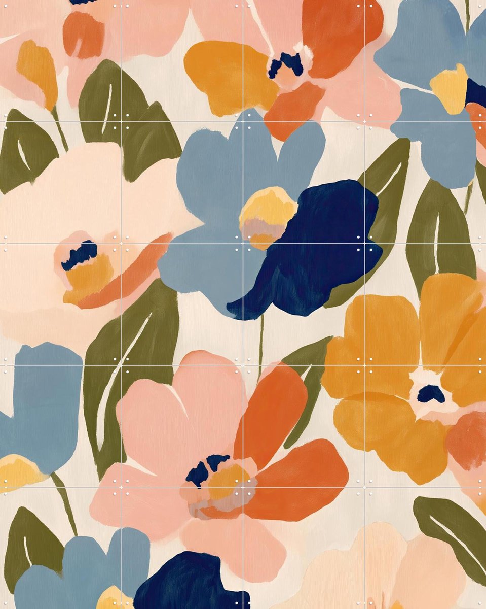 IXXI Soft Abstract Floral Garden, Branka Kodžoman - 80 x 100 cm - Gratis ophangtool - Grote wanddecoratie en posters - Schilderijen, Abstract