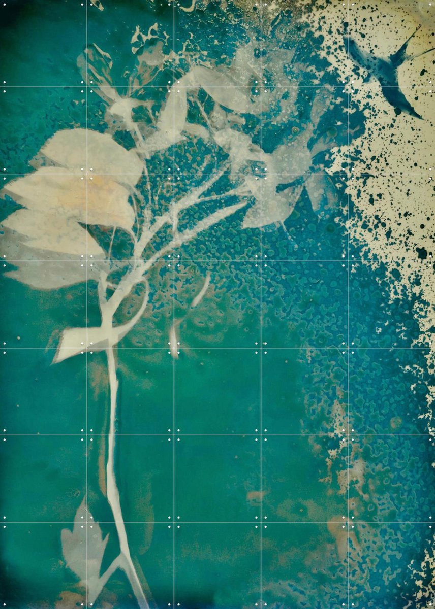 IXXI Transformative Teal, RAR Kramer - 100 x 140 cm - Gratis ophangtool - Grote wanddecoratie en posters - Kwaststreken, Collage, Abstract, Aquarel