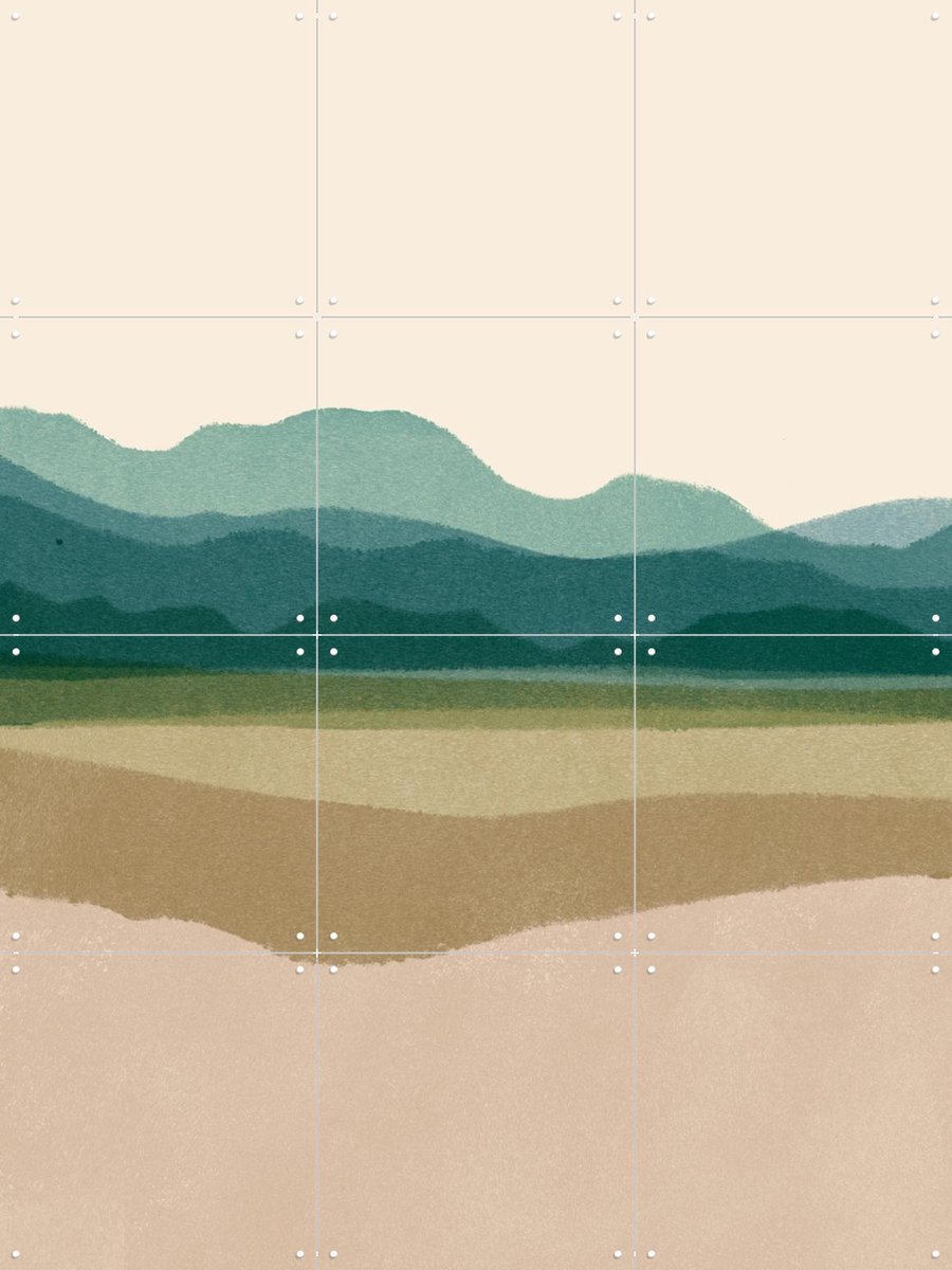 IXXI Calm landscape, Lotte Dirks - 60 x 80 cm - Gratis ophangtool - Grote wanddecoratie en posters - Abstract, Geometrische Kunst, Aquarel, Modern