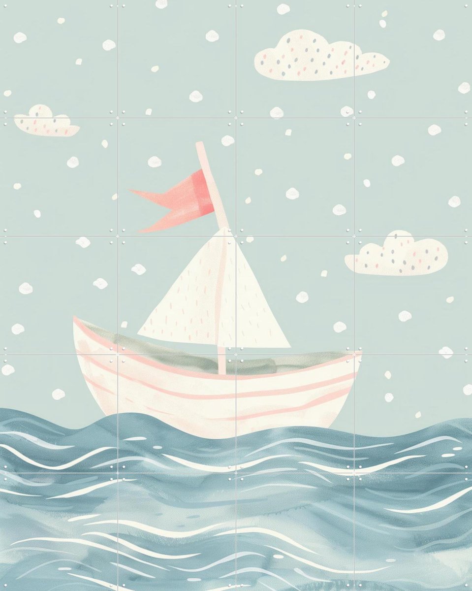 IXXI Whimsy Sea Breeze, Treechild & Various - 80 x 100 cm - Gratis ophangtool - Grote wanddecoratie en posters - Cartoonesk, Speels, Illustraties