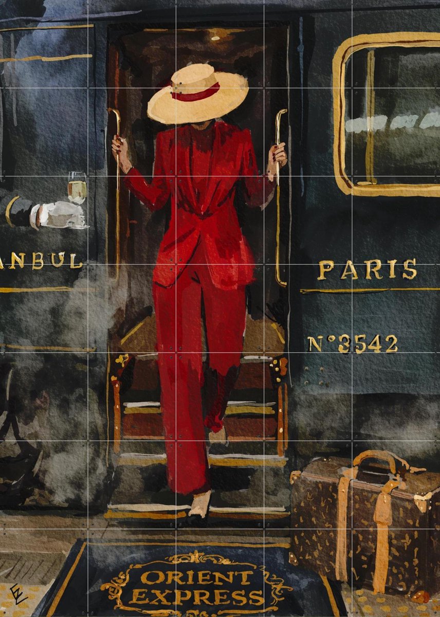 IXXI Orient Express, Ekaterina Zagorska - 100 x 140 cm - Gratis ophangtool - Grote wanddecoratie en posters - Illustraties, Aquarel, Trap, Gang
