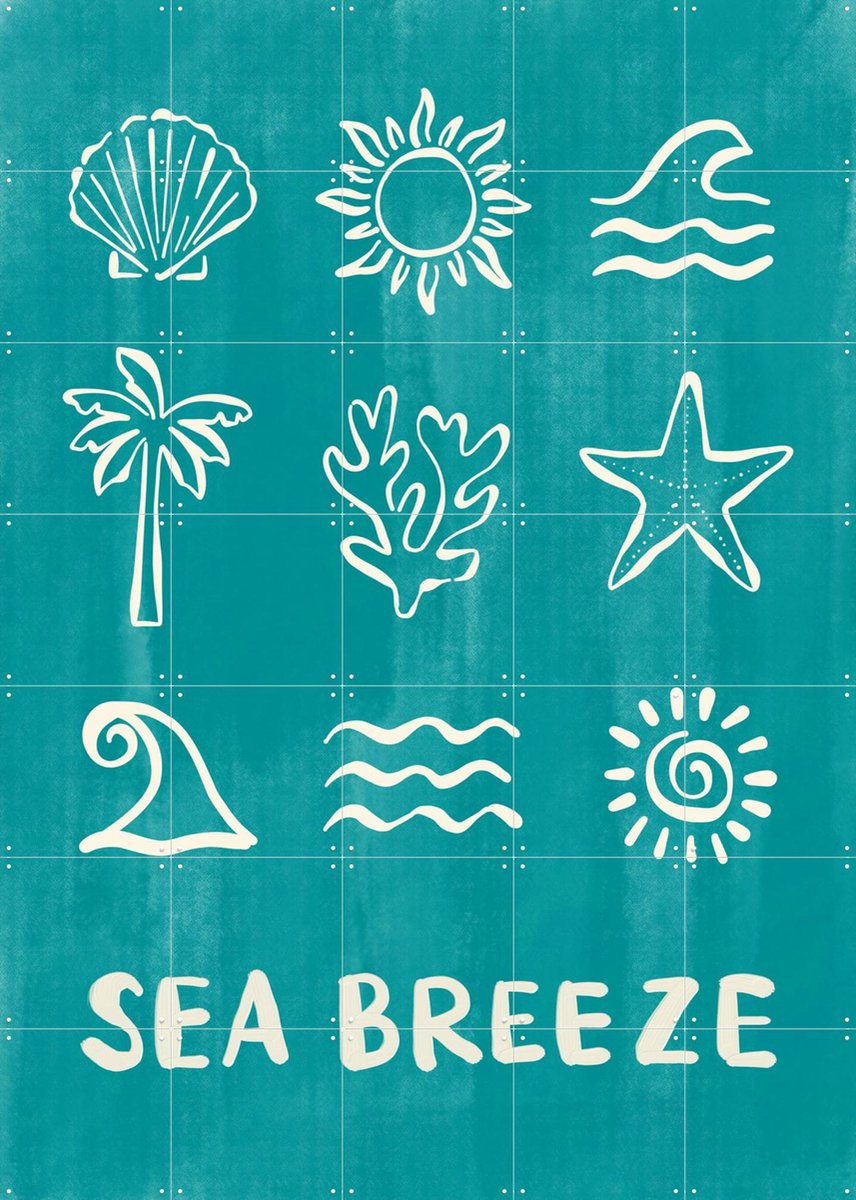 IXXI Sea Breeze, Rio Soley & Various - 100 x 140 cm - Gratis ophangtool - Grote wanddecoratie en posters - Geometrische Kunst, Decoratieve kunsten
