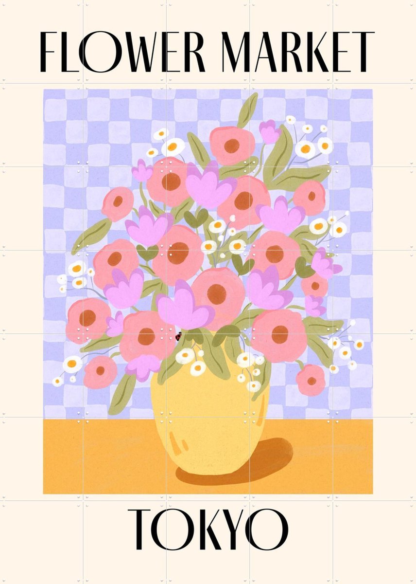 IXXI Tokyo Flower Market, Dirkie Nell & Various - 100 x 140 cm - Gratis ophangtool - Grote wanddecoratie en posters - Illustraties, Kleurrijk