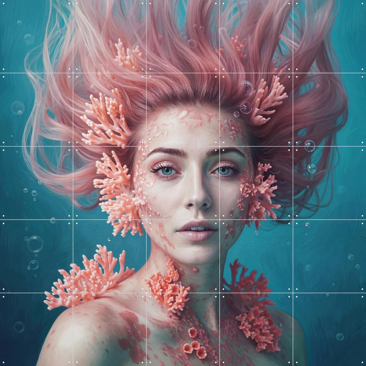 IXXI Queen of the Sunken Garden, IXXI Studio - 100 x 100 cm - Gratis ophangtool - Grote wanddecoratie en posters - Surrealisme, Digitale Kunst