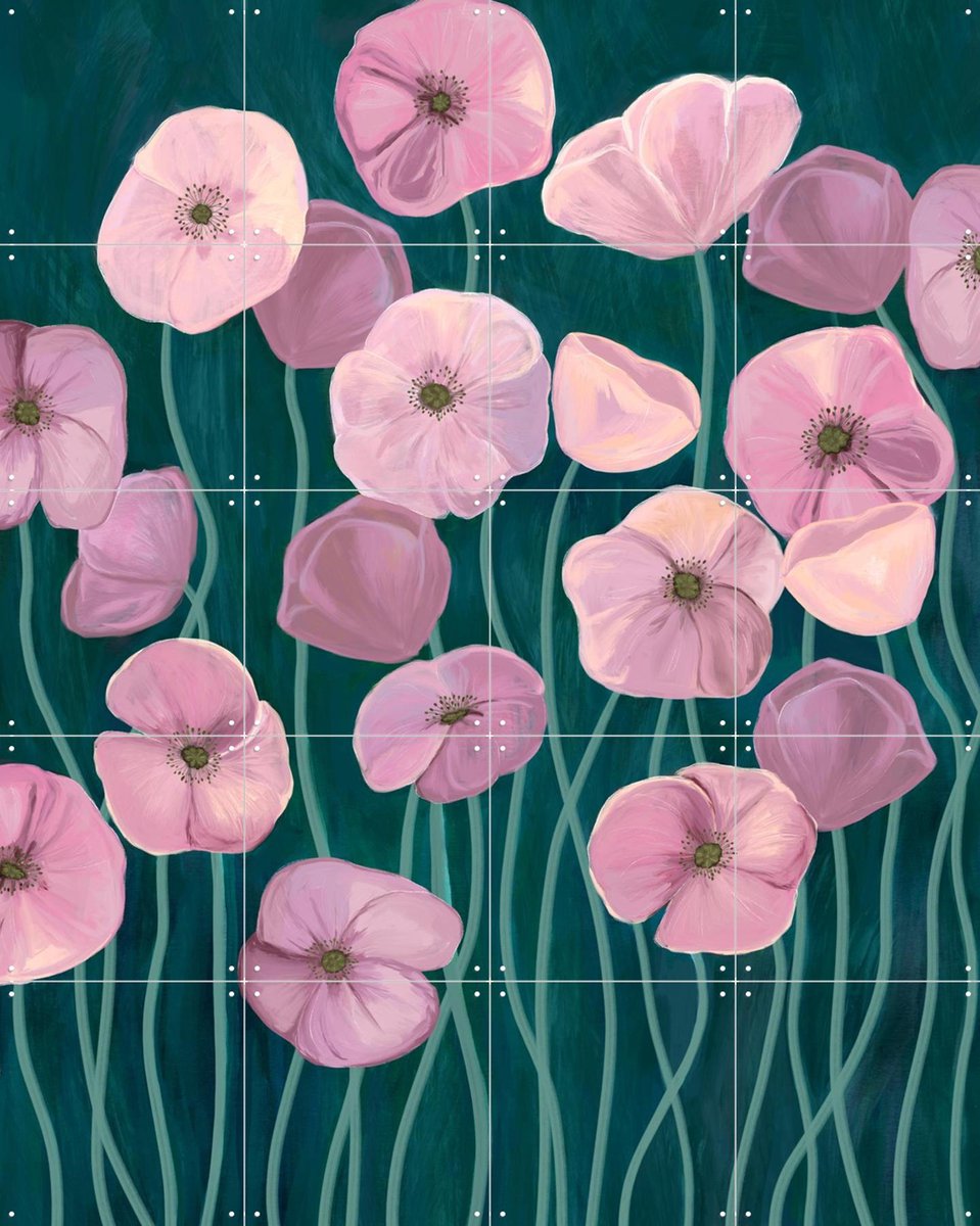 IXXI Whimsical Blossoms, EMELIEmaria & Various - 80 x 100 cm - Gratis ophangtool - Grote wanddecoratie en posters - Modern, Kleurrijk, Speels