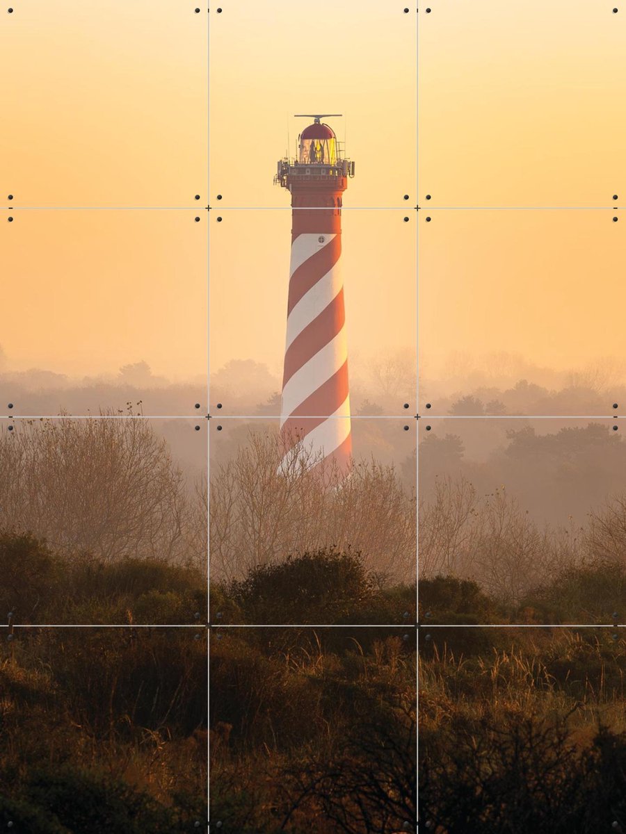 IXXI Vuurtoren van Burg-Haamstede, Michael Huijgens & Kunst in Kaart - 60 x 80 cm - Gratis ophangtool - Grote wanddecoratie en posters - Fotografie