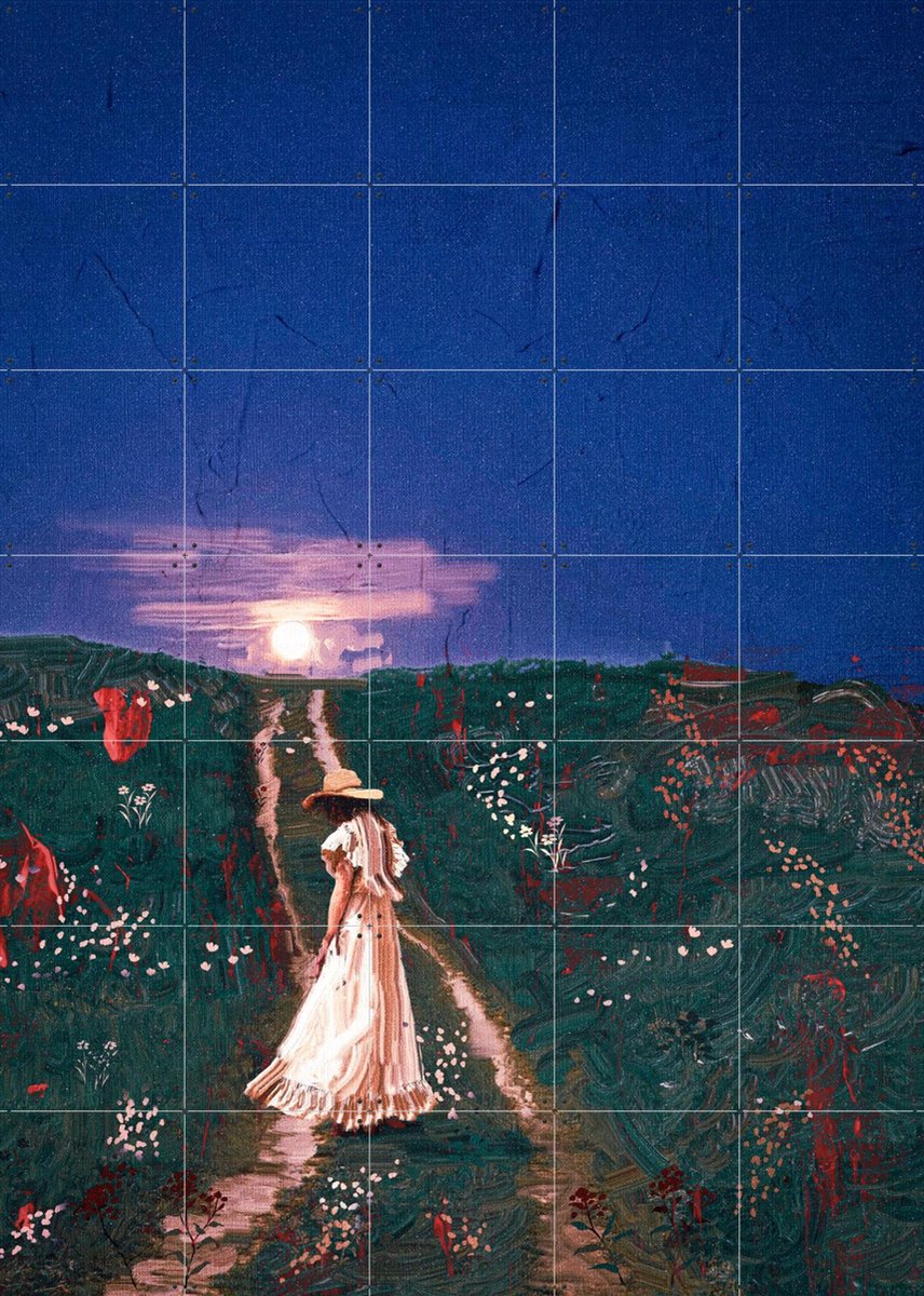 IXXI Walking At Night, Vineet Suresh - 100 x 140 cm - Gratis ophangtool - Grote wanddecoratie en posters - Olieverf, Klassiek, Realisme, Speels