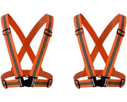 Reflecterend Hardloopvest - Veiligheidsvest Set - Hoge Zichtbaarheid - 360 Graden Reflectie - 2 Stuks - Oranje