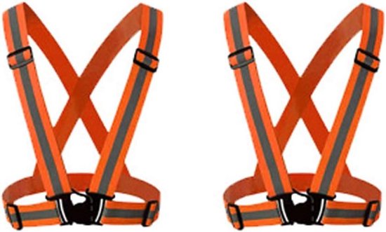 Reflecterend Hardloopvest - Veiligheidsvest Set - Hoge Zichtbaarheid - 360 Graden Reflectie - 2 Stuks - Oranje