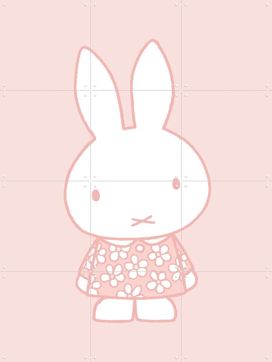 IXXI Nijntje Pastel Roze, Nijntje - 60 x 80 cm - Gratis ophangtool - Grote wanddecoratie en posters - Speels, Kleurrijk, Fantasierijk, Babykamer