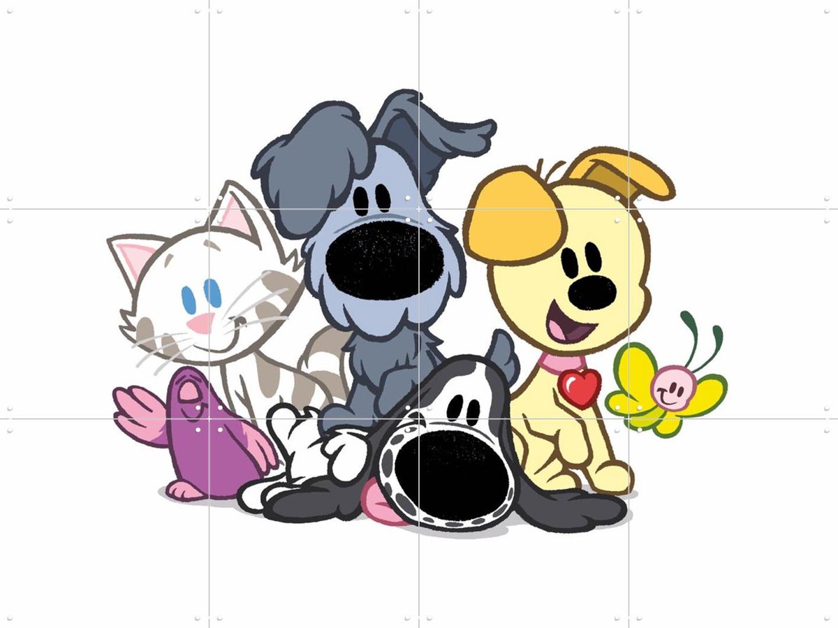 IXXI Woezel & Pip & Vrienden, Woezel & Pip & Van Hoorne Studios - 80 x 60 cm - Gratis ophangtool - Grote wanddecoratie en posters - Fantasierijk