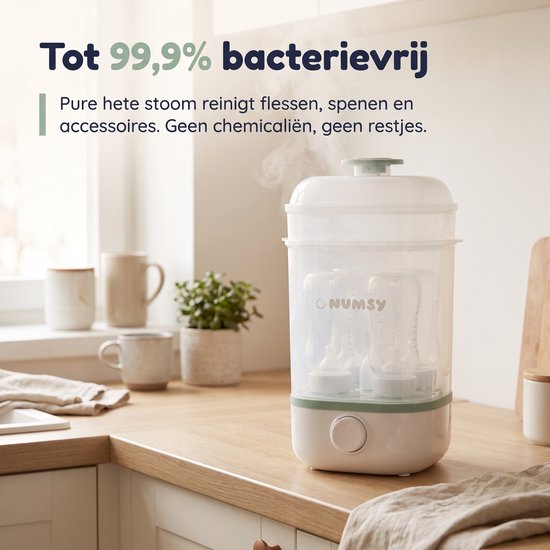 Numsy Steamy 3-in-1 Flessen Sterilisator & Droger - Voor schone flesjes, spenen en accessoires van Numsy — afbeelding 3