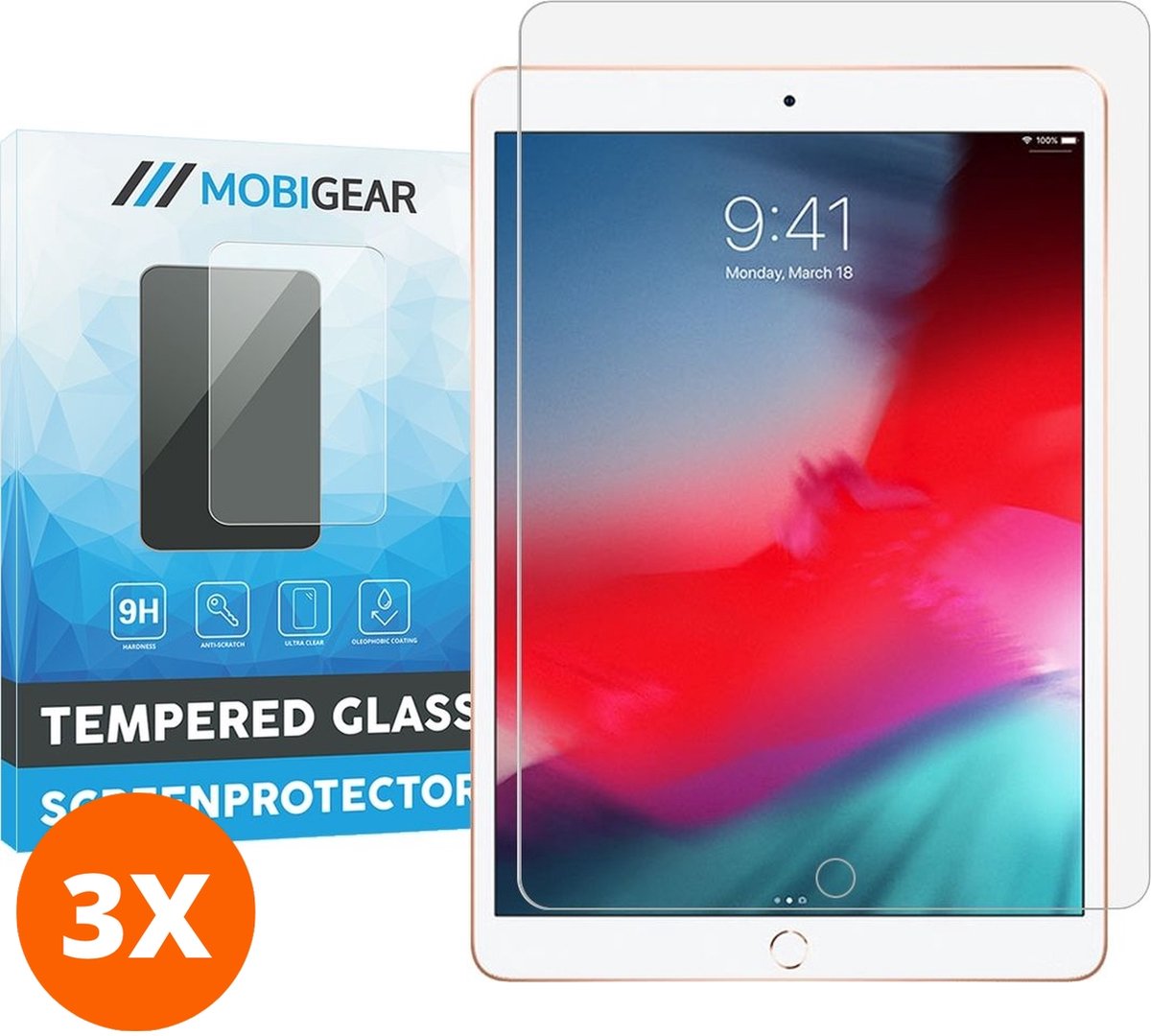 Mobigear Screenprotector geschikt voor Apple iPad Pro 10.5 Inch (2017) Glazen | Mobigear Screenprotector - Case Friendly (3-Pack)