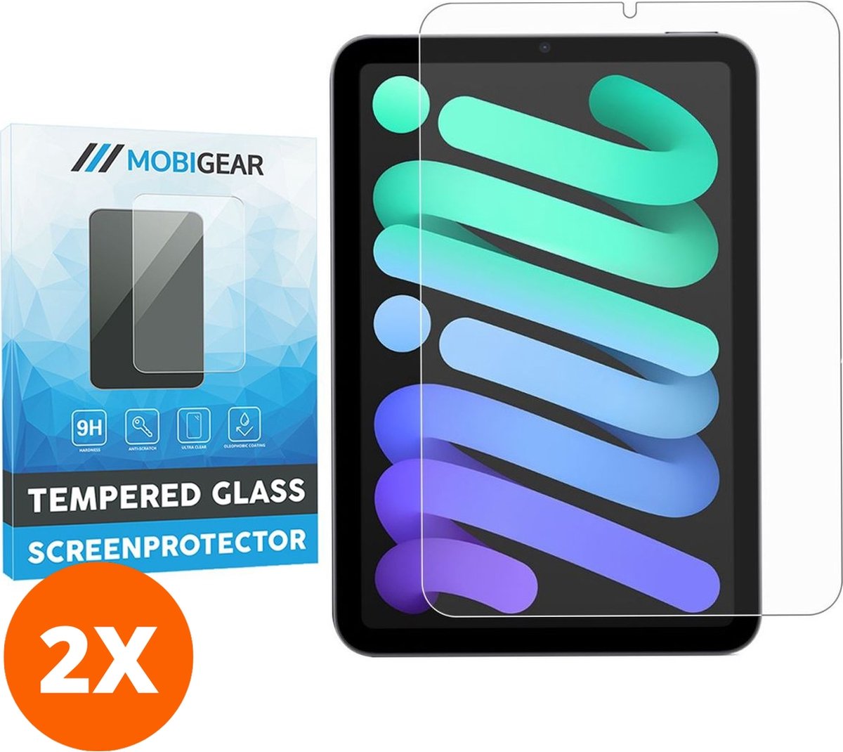 Mobigear Screenprotector geschikt voor Apple iPad Mini 6 (2021) Glazen | Mobigear Screenprotector - Case Friendly (2-Pack)
