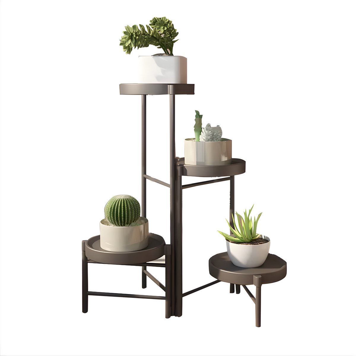 Metalen Plantenstandaard 4-Laags - Bloemenrek voor Balkon & Binnen - Zwart - 4 Delen