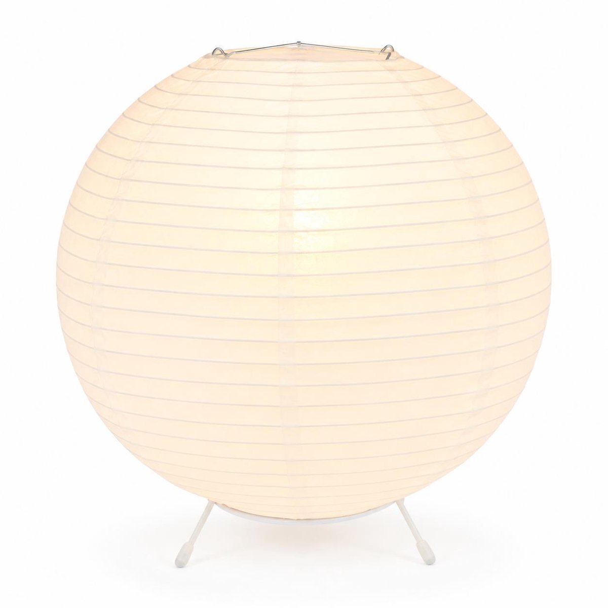 Rijstpapier Tafellamp Rond - Draadloze Sfeerlamp Wit - Ø 20 cm - Batterij