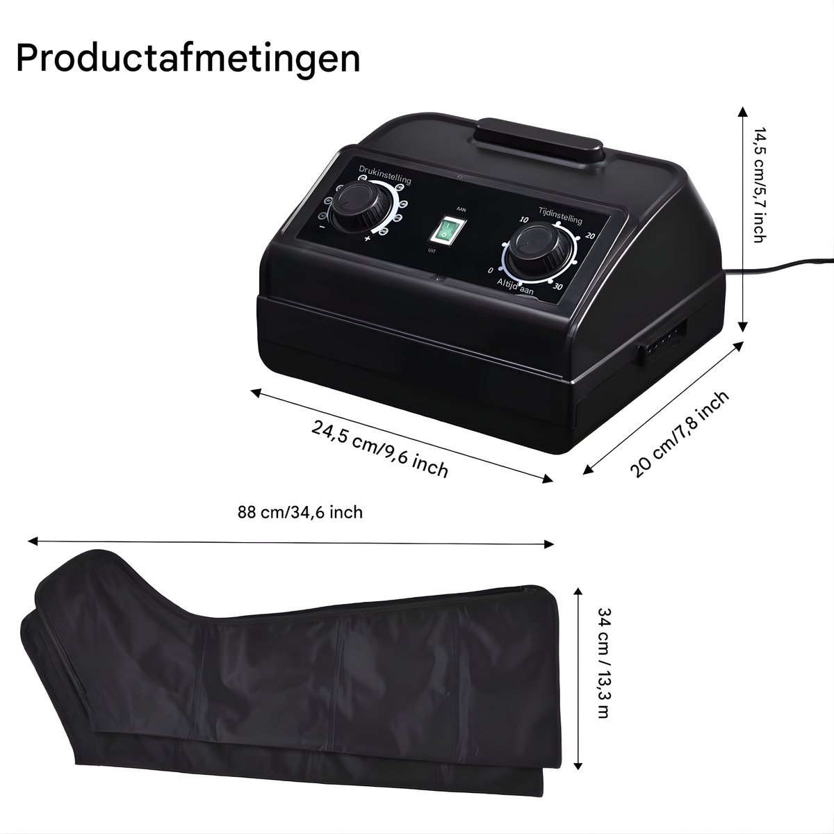Beenmassage apparaat - Luchtcompressie - Professioneel - Voor man en vrouw - Voet- en kuitmassage voor ontspanning en herstel - Verstelbaar in sterkte