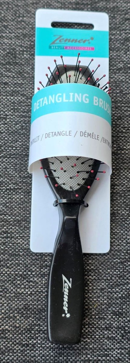 Zenner antiklit borstel mini - travel brush - reis haarborstel - small - vakantie meeneem - zwart - alle haartypes ook voor extensions