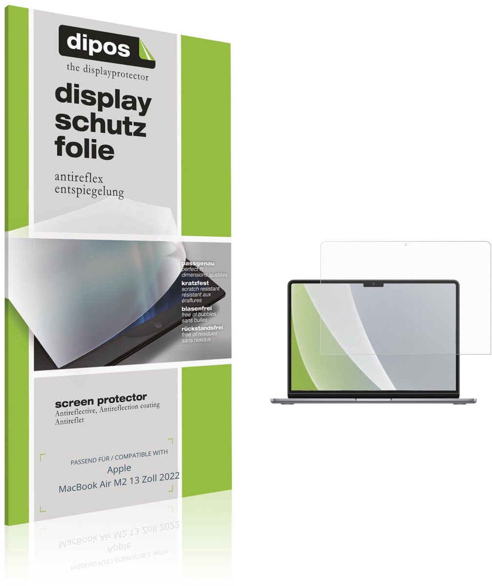 dipos – 2x Matte Beschermfolie geschikt voor Apple MacBook Air M2 13 Inch 2022 | Krasbestendige & antireflecterende Screenprotector Ultra-Thin