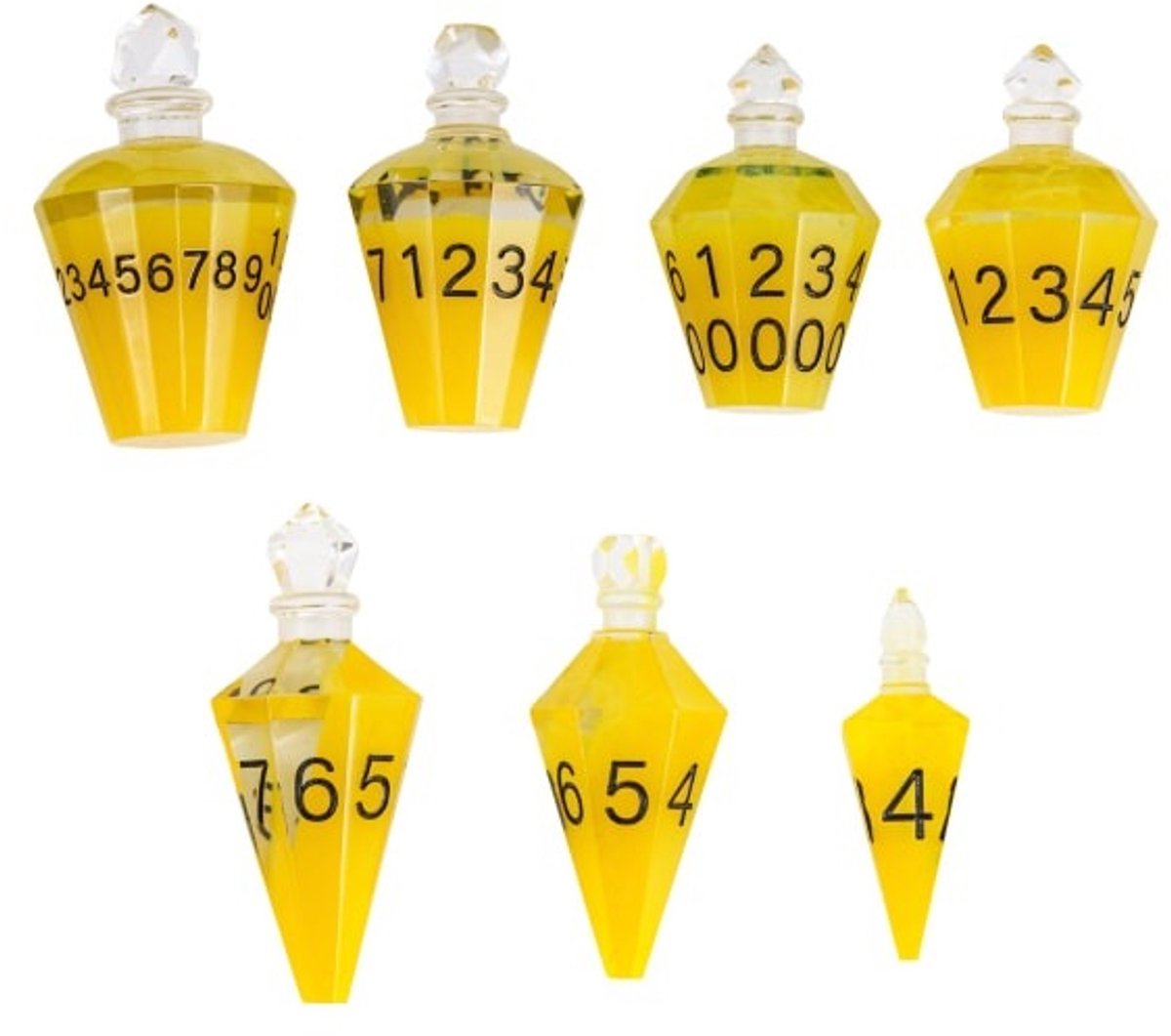 Lapi Toys - Dungeons and Dragons dobbelstenen - D&D dobbelstenen - D&D polydice - 1 set (7 stuks) - Potion dice - Drankflesjes - Resin - Geel
