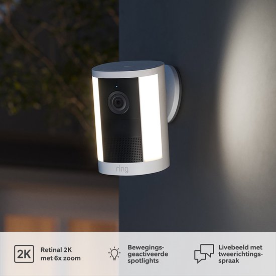 Ring Spotlight Camera met adapter (nieuwste generatie) - Wit - 2k video van Ring — afbeelding 5