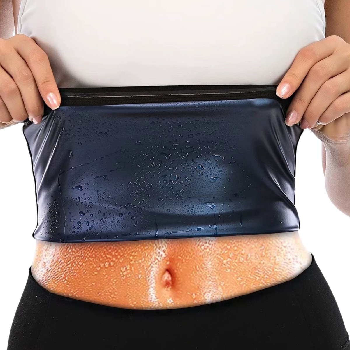 Sauna Zweetband Dames – Taille Trimmer Buikband voor Fitness, Workout, Afvallen en Taillecorrectie - Blauw - Maat L