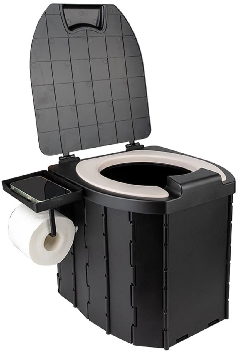 Chelsey-store - Chemisch toilet – Draagbaar toilet – Mobiel toilet – Reis toilet - Tot 200 kg- Veelzijdig inzetbaar - Zwart
