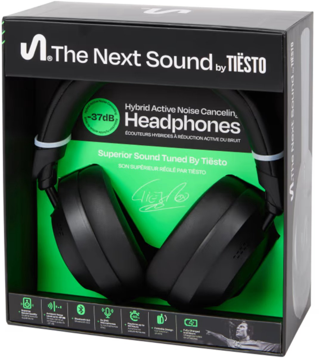 The Next Sound by Tiësto draadloze ANC koptelefoon -Tot 40 uur speeltijd
