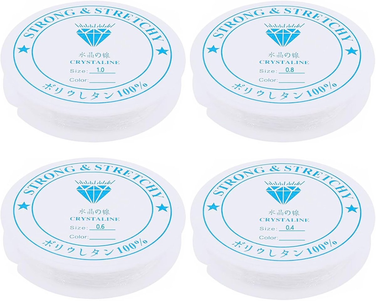Transparante elastische draadset 4 rollen - sterke en rekbare elastische strengen - duurzaam en transparant - ShopVlot