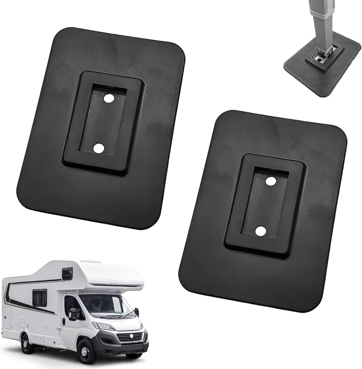 Steunplaat voor luifel, 2 stuks bodemplaat voor camper-voortent, antislip campingvoeten, vloerbeschermingsplaat, licht, draagbaar kussen voor caravan, caravan, outdoor, campingaccessoires (zwart)