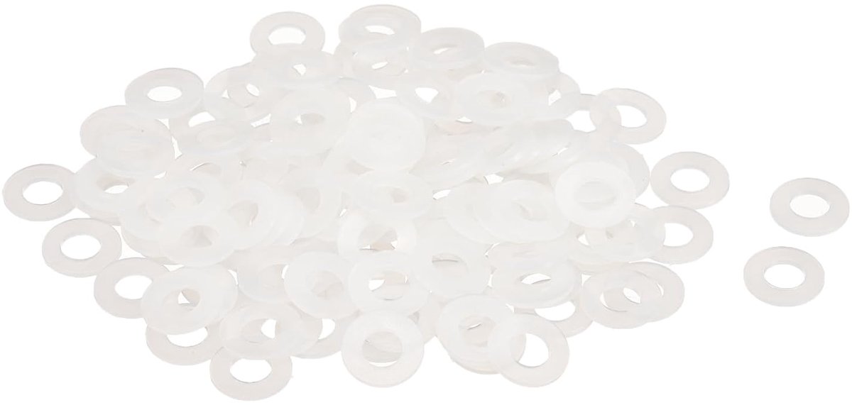 Platte afdichtingen, 6 mm ID 12 mm OD 1 mm dik, sluitringen, afdichtingen, kunststof blad-afdichting, bevestigingselement, afdichtring, wit
