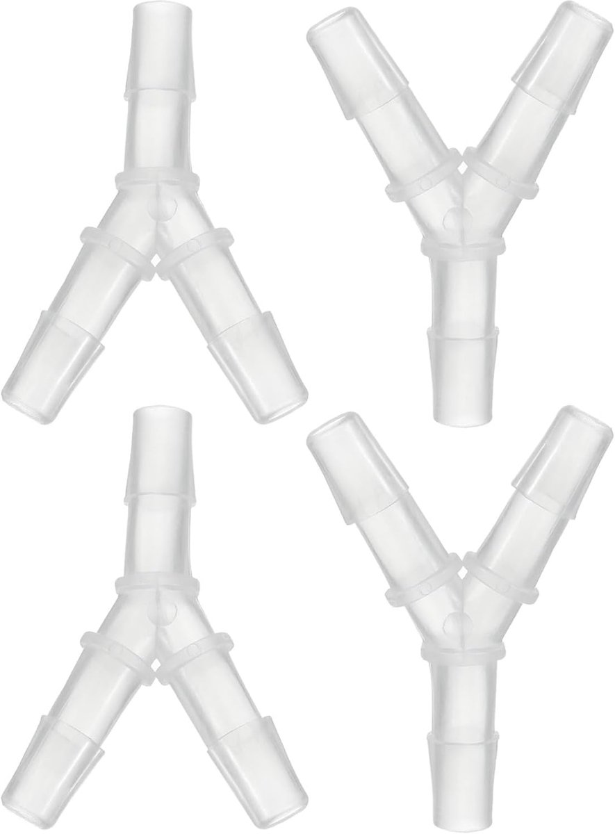 3/8" Kunststof Tee Slang Barb Koppelstuk, 4 Stuks Gelijke Y-vormige 3 Weg Verbindingslasadapter Unie Kruising Getande Split voor Lucht Water Brandstof Gas Vloeibare Pijp, Transparant
