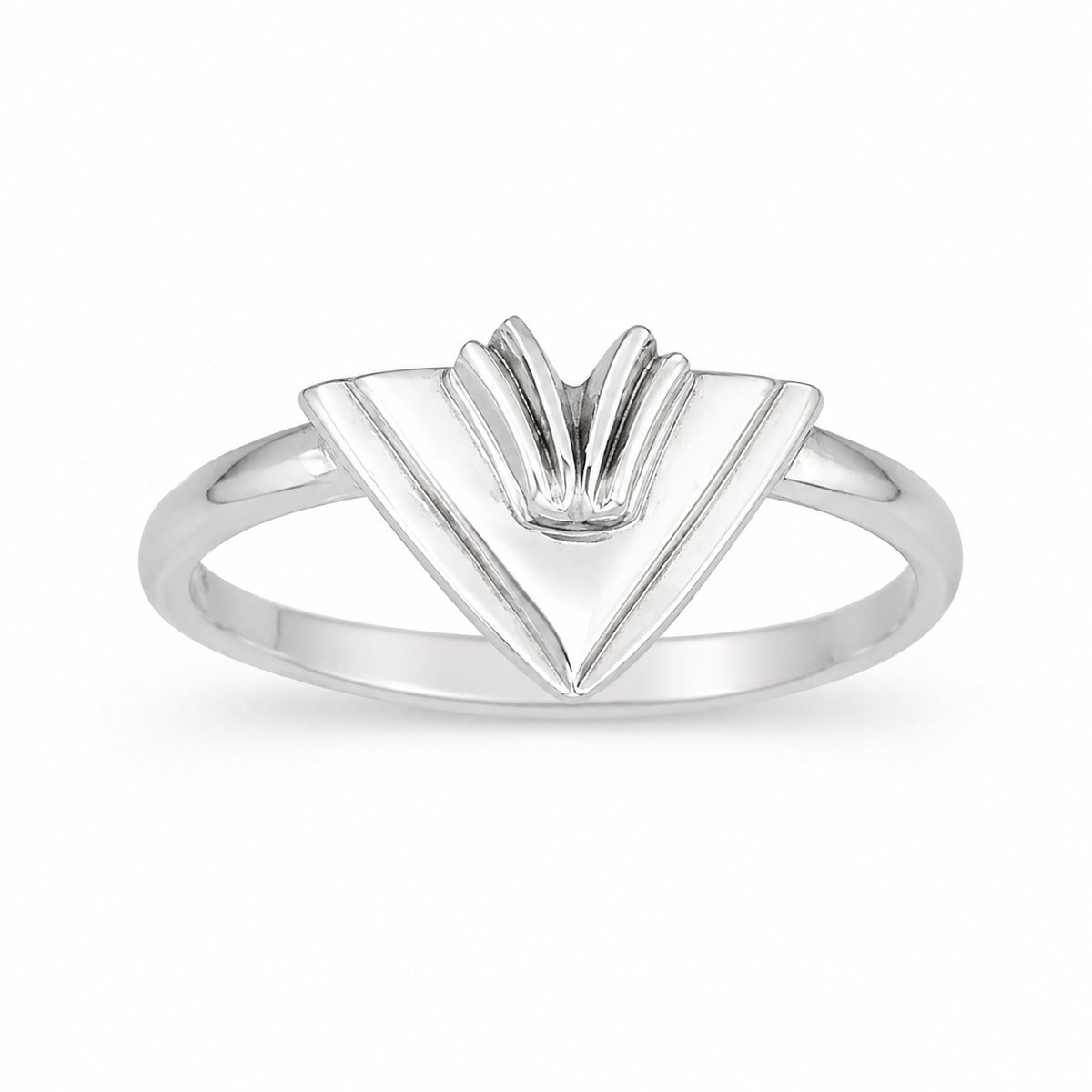 Zilveren Damesring met V-vormig Design – Maat: 16.5 mm - Elegante Ring – Fijne sterling zilveren Ring